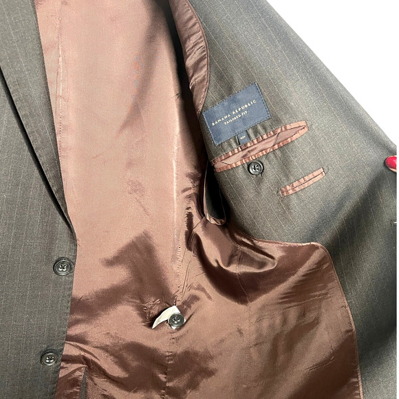 NEW! Banana Republic 40R Italian Wool $420 Tailored Fit Blazer Pinstripe Brown - Picture 4 of 10